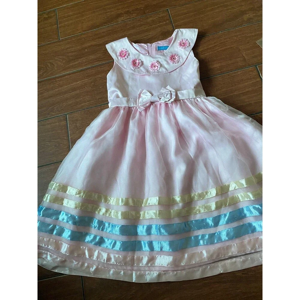 2 Pink dress easter colors sleeveless sz 6 & 8 sisters birthday flower girl
